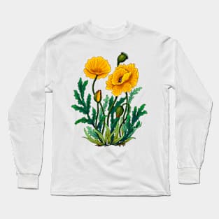 Minhwa: Poppy Yellow Deep A Type (Korean traditional/folk art) Long Sleeve T-Shirt